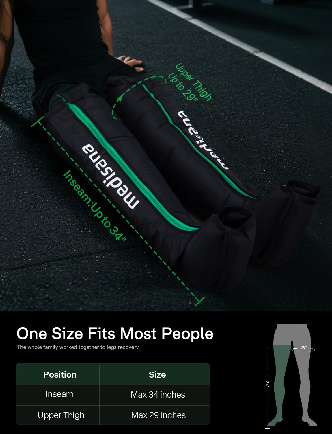Medisana Leg Compression Massager for Circulation, Compression Boots with 6 Modes & 7 Intensities, Rechargeable Full Leg Massager for Athletes, Muscle Recovery & Pain Relief, Christmas Gifts