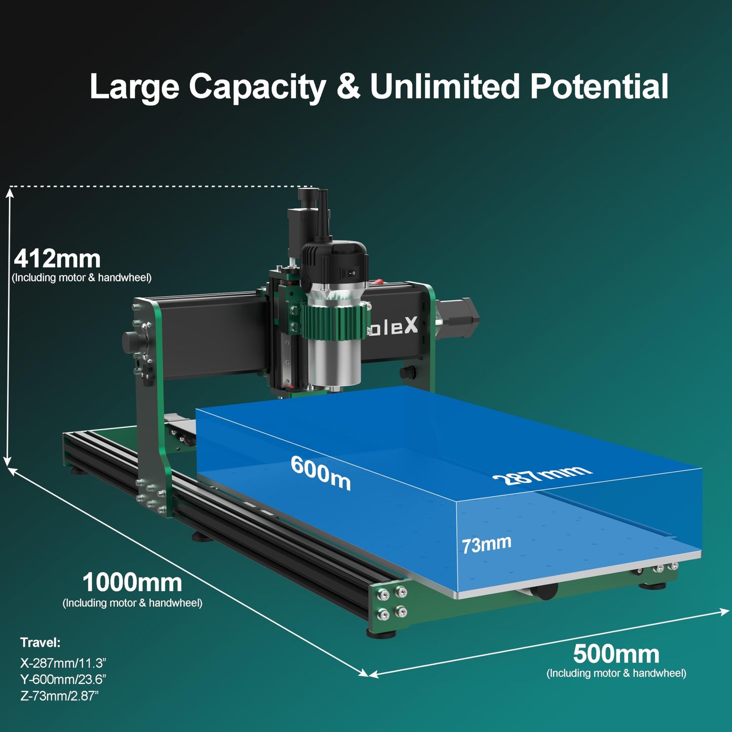 AnoleX CNC Router Machine 3060-Evo Max, All-Metal XYZ Axis Dual Steel Linear Guides with 800W Trimmer Router, ideal for Cutting Aluminum, Brass, Stainless steel, Wood, Acrylic, MDF, Plastics