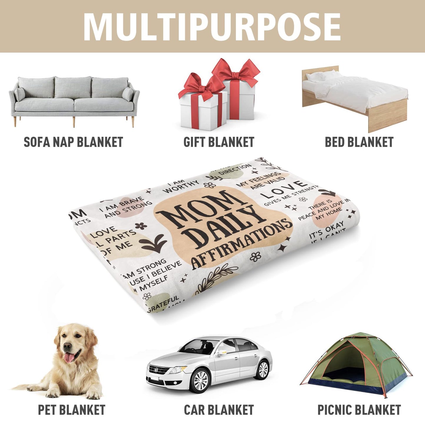 BaubleDazz New Mom Gifts Blanket, Mama Daily Affirmations, Postpartum Pregnancy Gift for First Time Moms, Mommy to Be, Mama, New Mom Essentials, Christmas Birthday Gifts for Moms(50" x 60")
