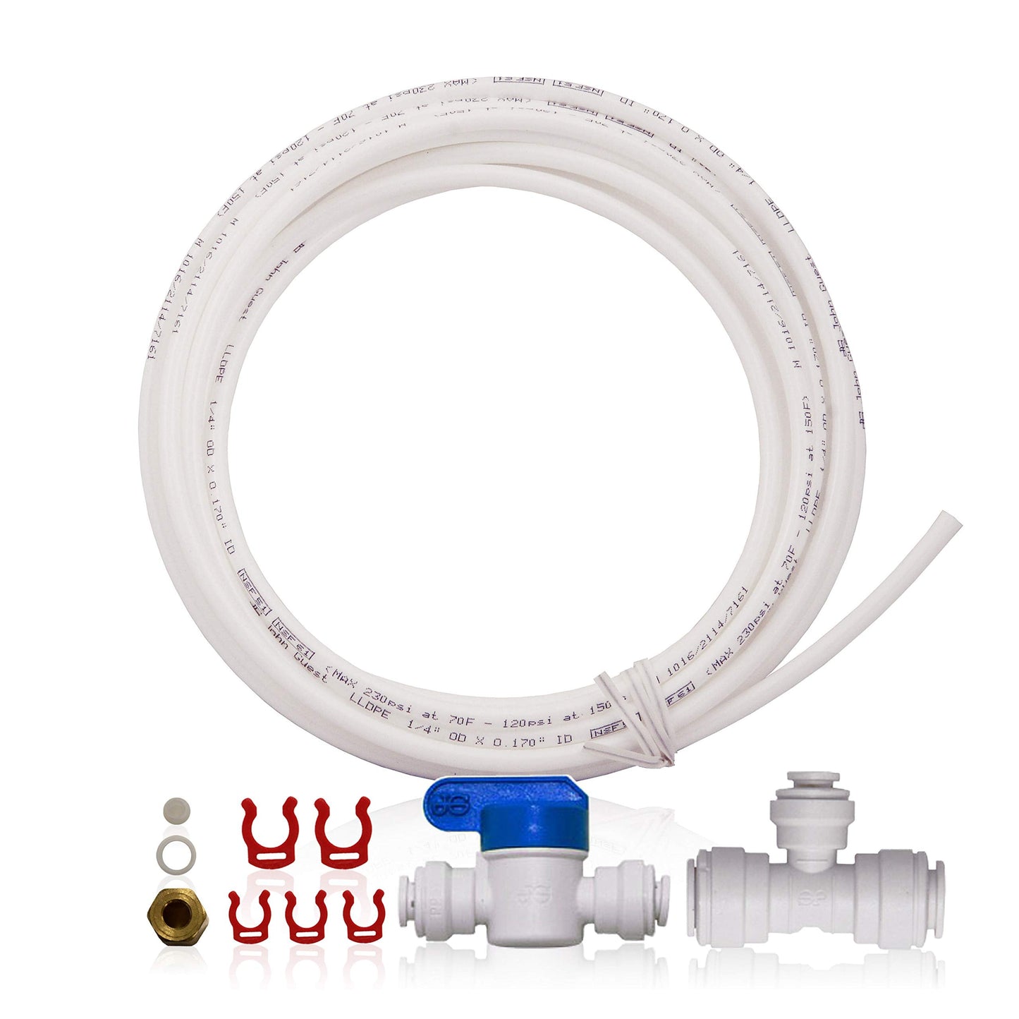 APEC Water Systems TANK-14 14 Gallon Pre-pressurized Reverse Osmosis Water Storage Tank, White & ICEMAKER-KIT-38-14-RO-A Ice Maker Installation Kit