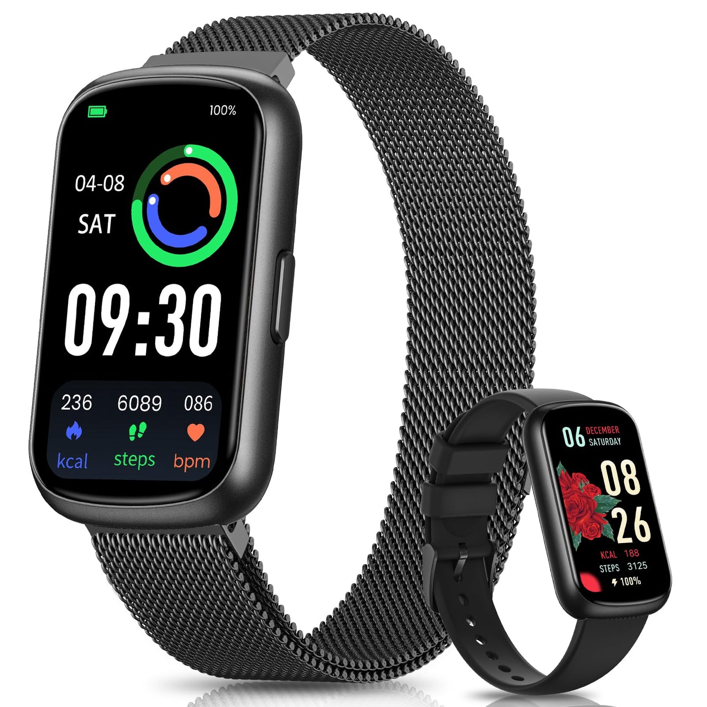 DEKELIFE Fitness Trackers,Smart Watches for Men Women with 24/7 Heart Rate/Sleep Monitor, Fitness Watch with IP68 Waterproof, Health Activity Trackers for Android and iPhone Carbon Black
