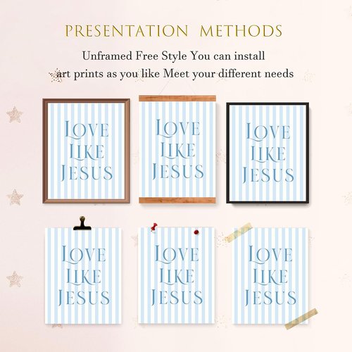 LARTSFRO Coquette Blue Bow Wall Art Decor - Inspirational Christian Posters for Teen Girls | 10x8 Inch Set of 4 Unframed