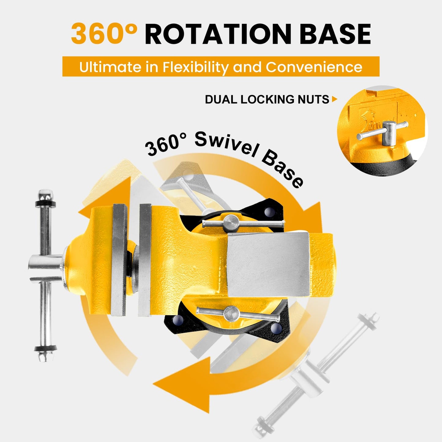 Forward 1755A Heavy Duty Bench Vise 11,000LBS Clamping Force, 5.5 Inch Ductile Iron Industrial Vice with Machined Round Guide Bar and 360° Swivel Base, 5-1/2" Jaw Width, 5-1/2" Max Jaw Opening