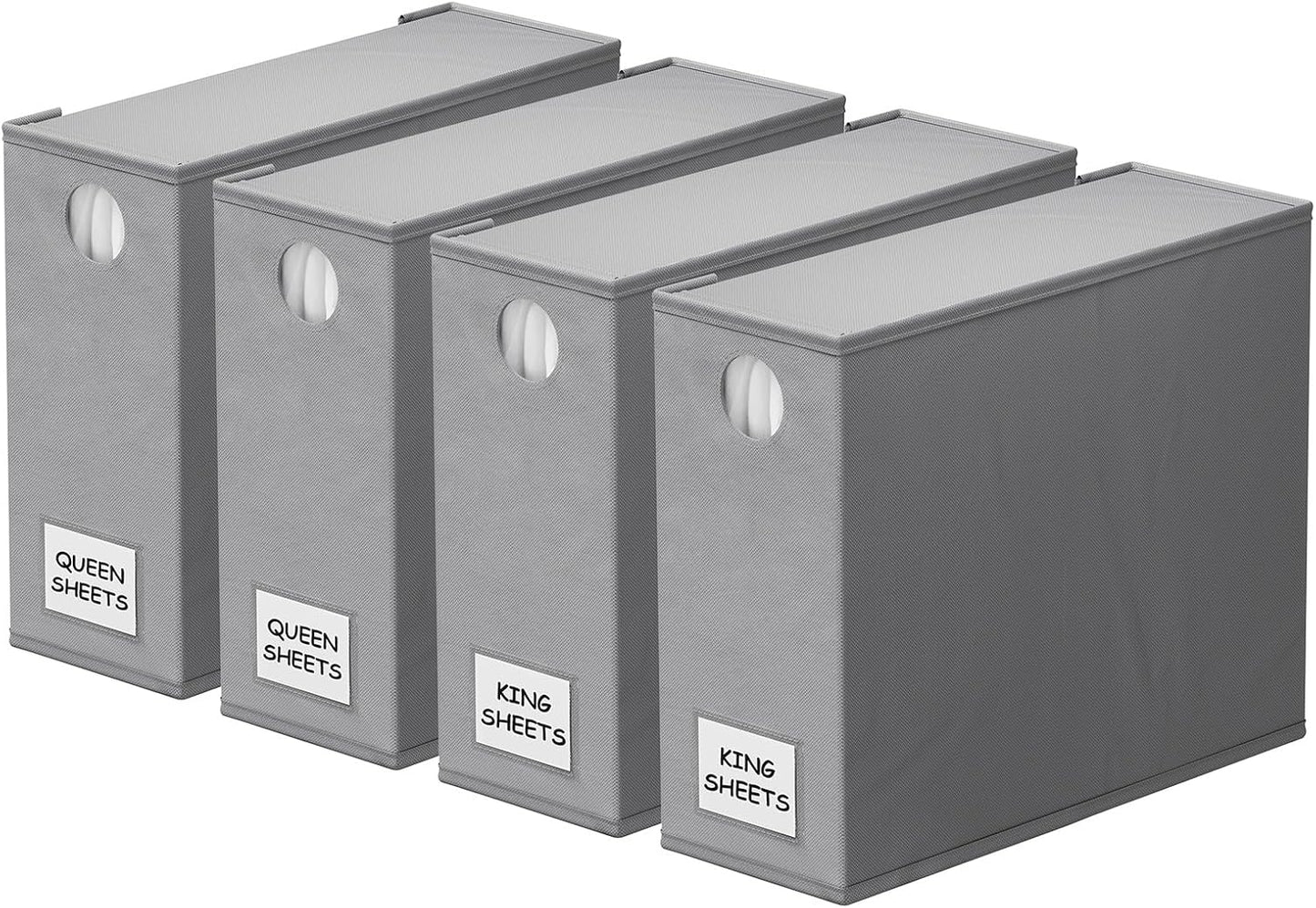 SpaceAid Bed Sheet Organizers - Foldable Linen Closet Storage | XL Queen & King Size, Gray