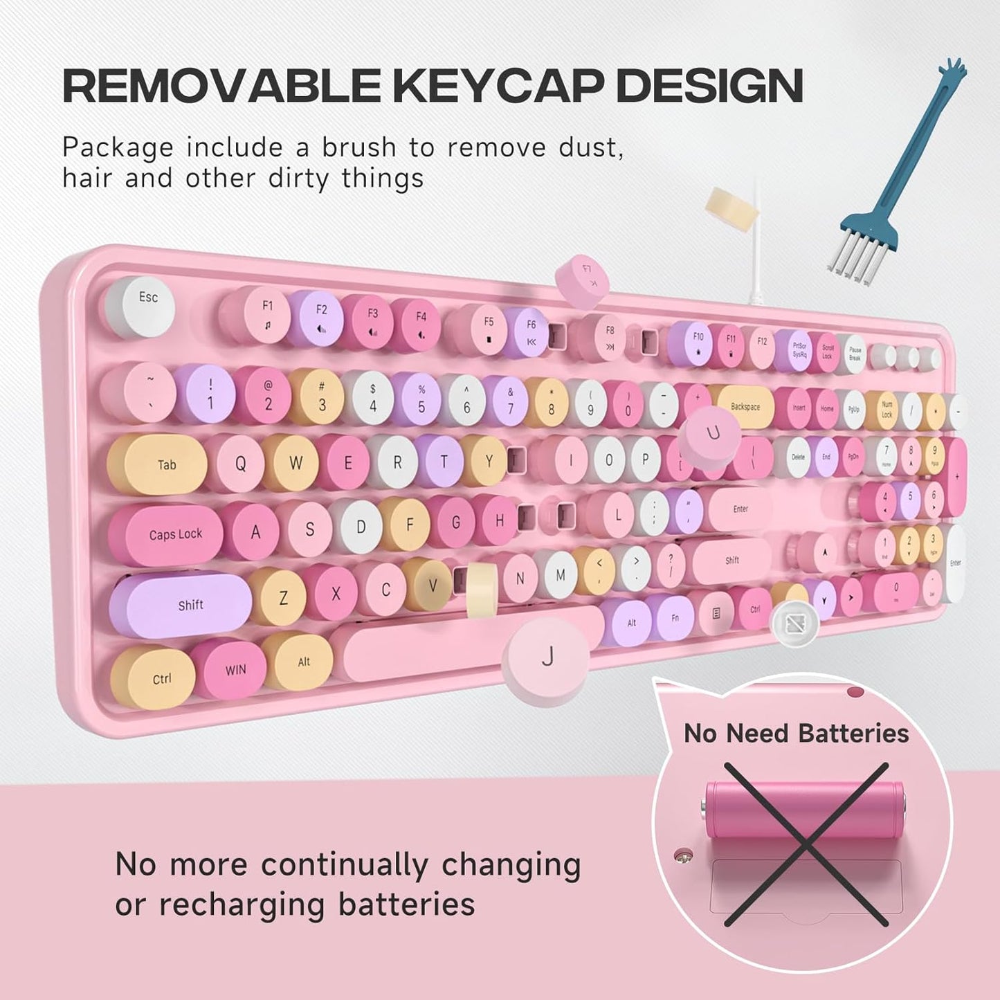 Dilter 104 Wired Keyboard, Keys Full-Sized Typewriter Keyboards, USB Plug and Play Office Keyboard with Number Pad
