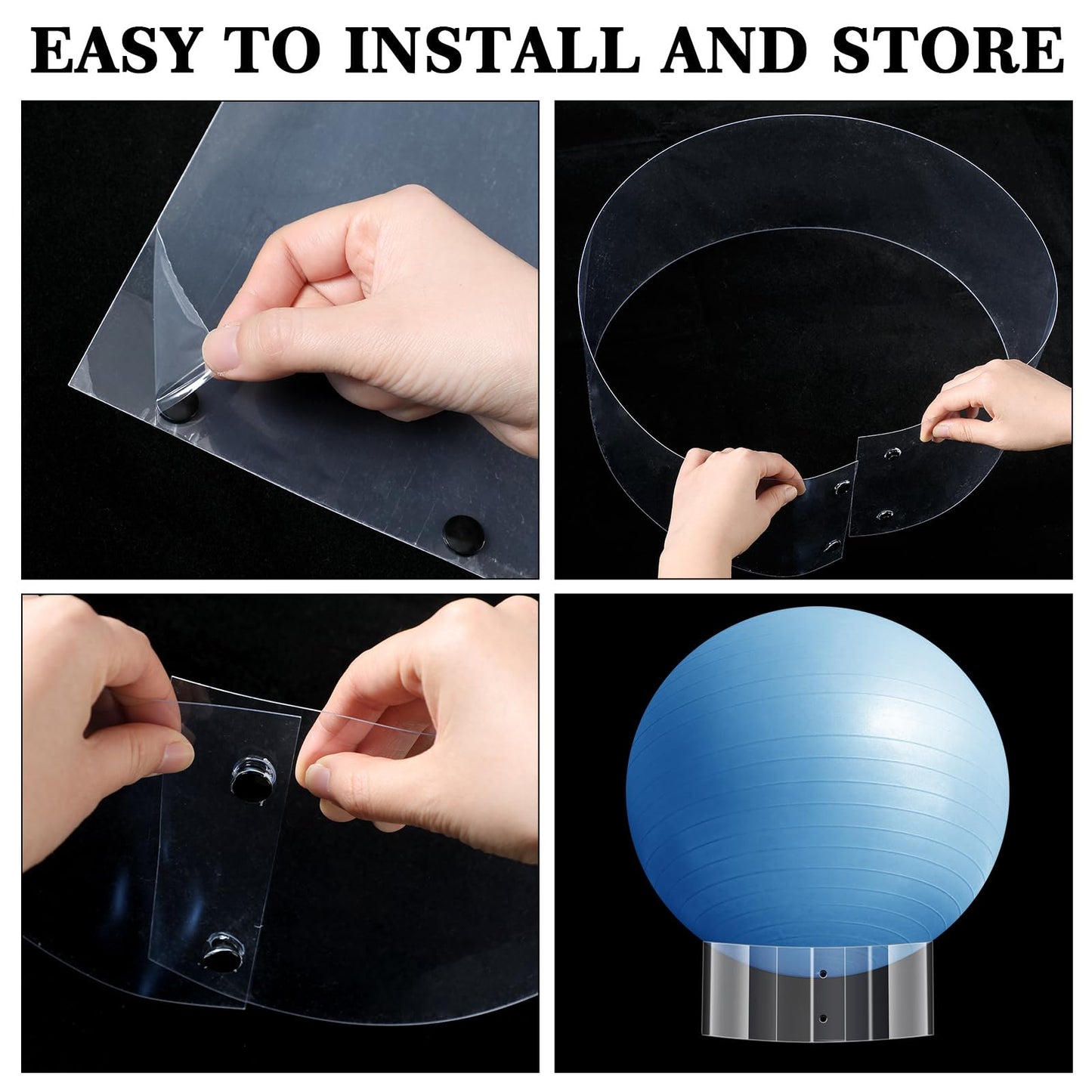 Wenqik 3 Pcs Exercise Ball Stand Holder 14.5 Inch Plastic Yoga Ball Base Stability Fitness Display Stand Medicine Therapy Carrier Storage Stackers(Clear)