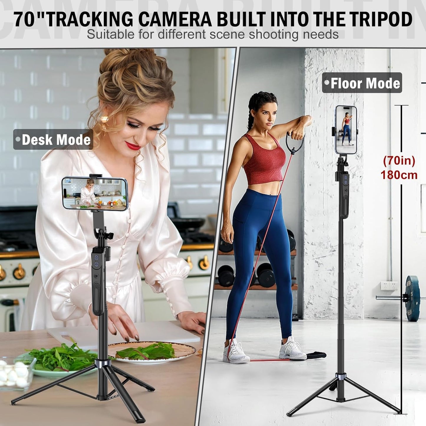 360 Auto Face Tracking Tripod Rotation with Stand,Android and iPhone Tripod Holder with Remote and Gesture Control, No