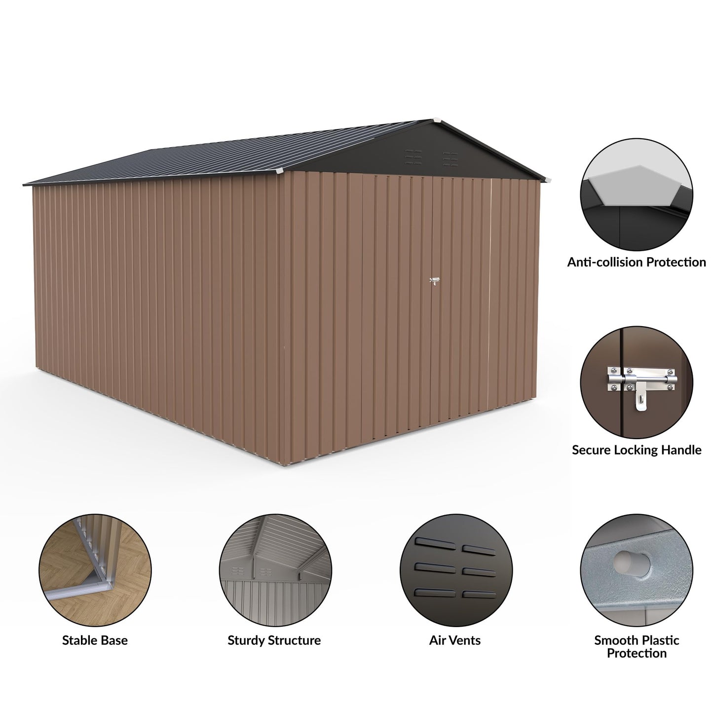8 x 12 FT Outdoor Storage Shed, Metal Garden Shed with Updated Frame Structure, Tool Sheds for Backyard Garden Patio Lawn