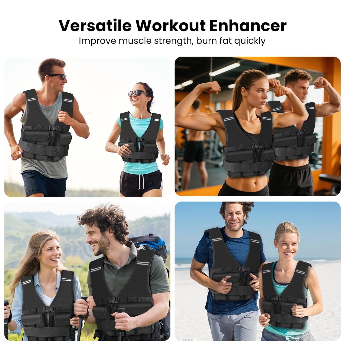 DMDG Adjustable Weighted Vest for Woman Men With Shoulder Pads 2-18 lbs, Weighted Vest For Walking, Running, Cross Training, Muscle Building,Improve Bone Health- Comfortable, Washable