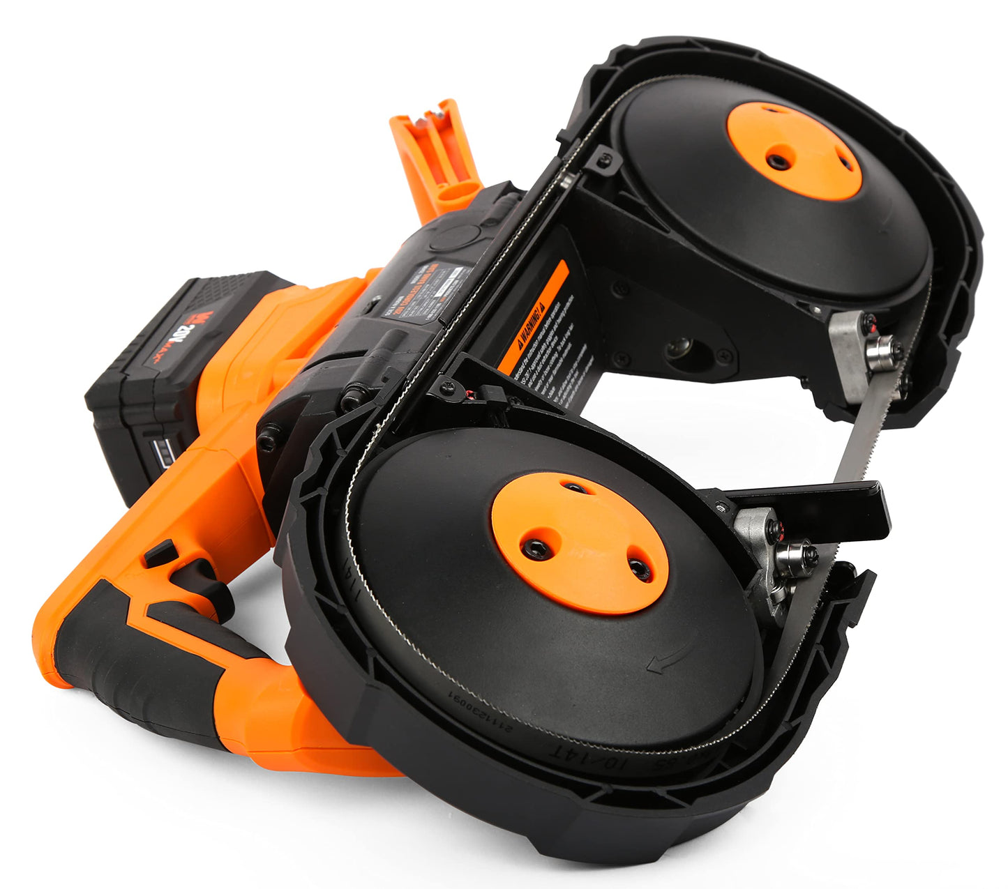 WEN Cordless Portable Bandsaw for Metal with Variable Speed, 20V Max 5.0 Ah Lithium-Ion Battery, and Charger (20496)