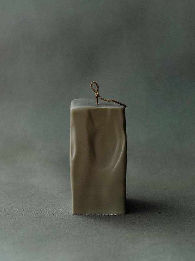 LAWA Raw Block Candle - Beautiful Handmade Pillar Scented Soy Wax Elegant Aesthetic Candle Housewarming Gift Home Room Shelf Decor Idea (Earthy Green, Large)