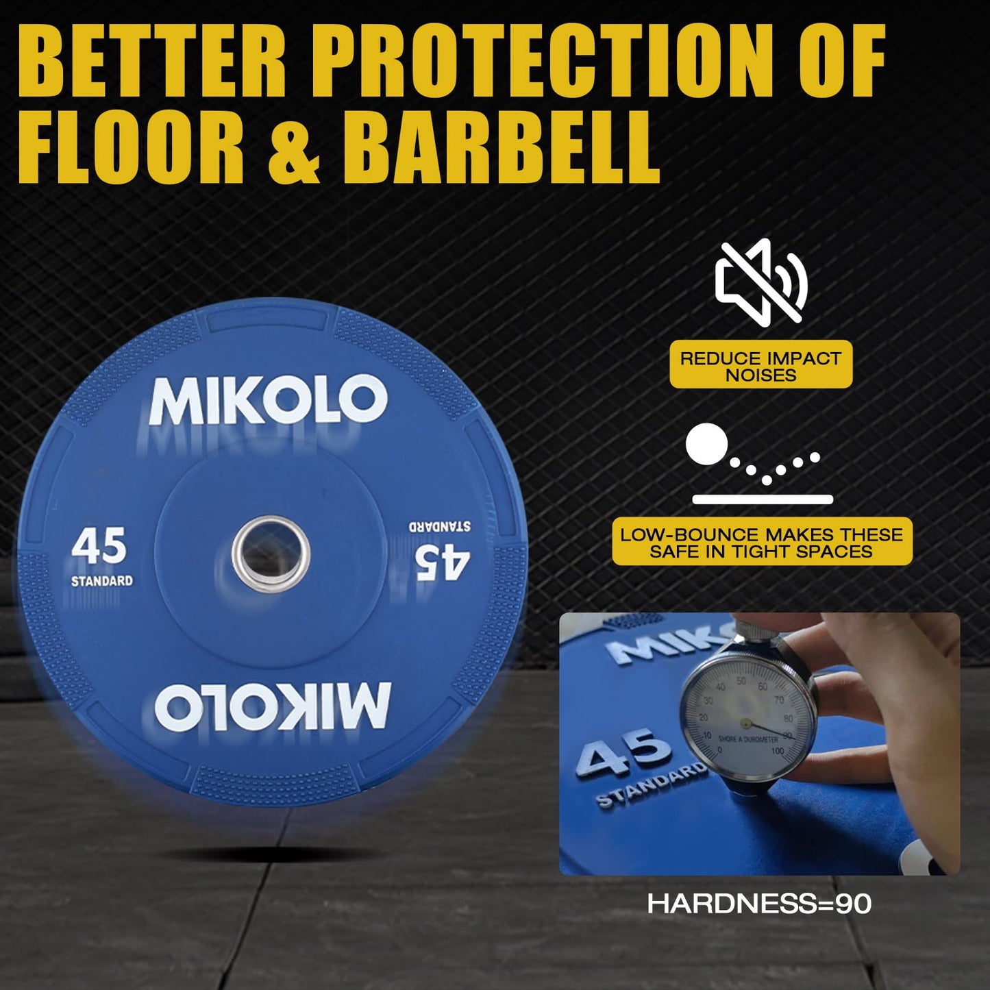Mikolo Olympic Bumper Plates & Barbell Plates 2-Inch Weight Plate Set - Steel Insert, Low-Bounce & Quiet for Home Gym Strength Training (10+25+35 Set)