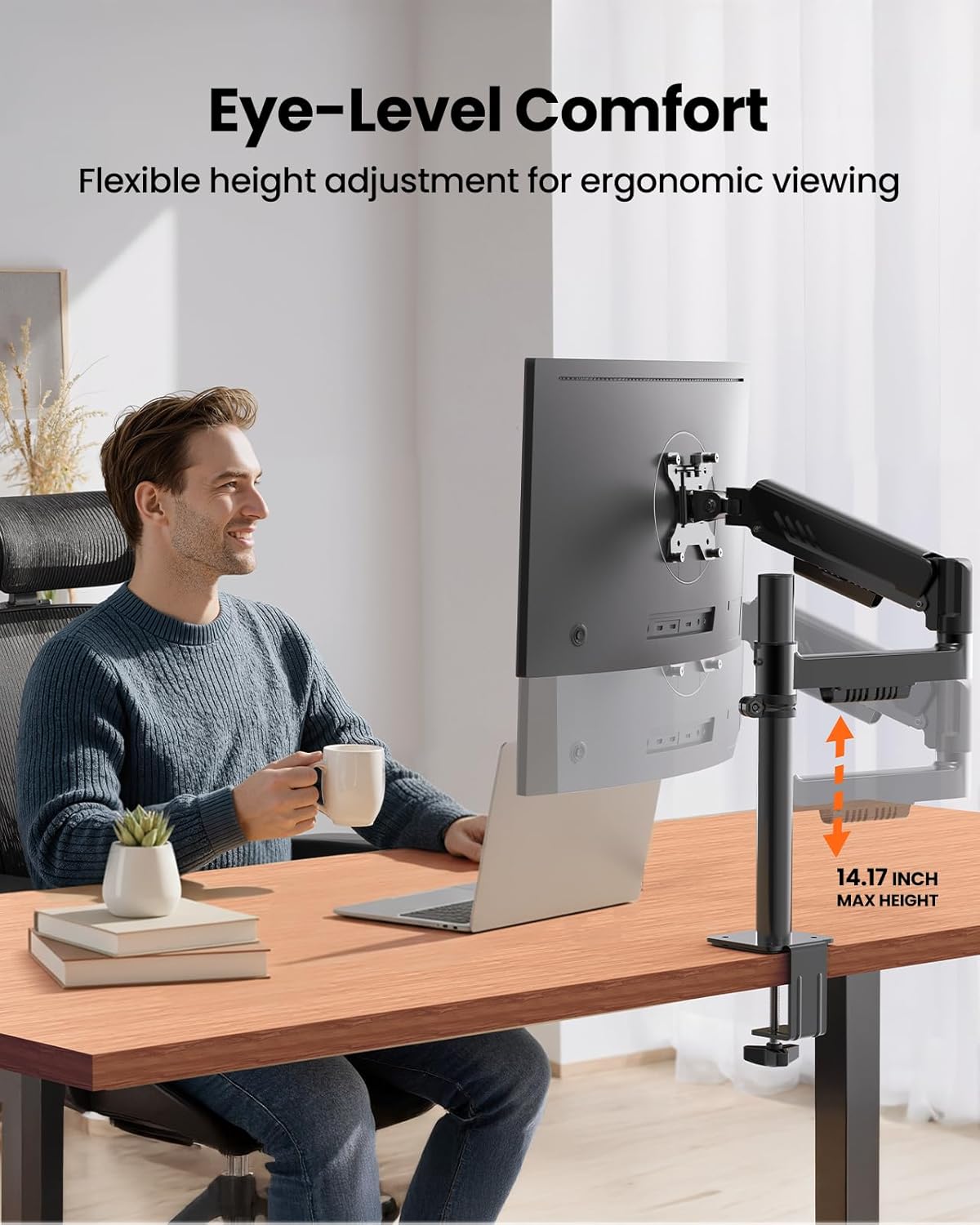 ErGear 13-34 19.8 lbs, 75x75/100x100mm, Single Monitor Arm, Adjustable Desk Gaming Monitor Mount for Screens, Up