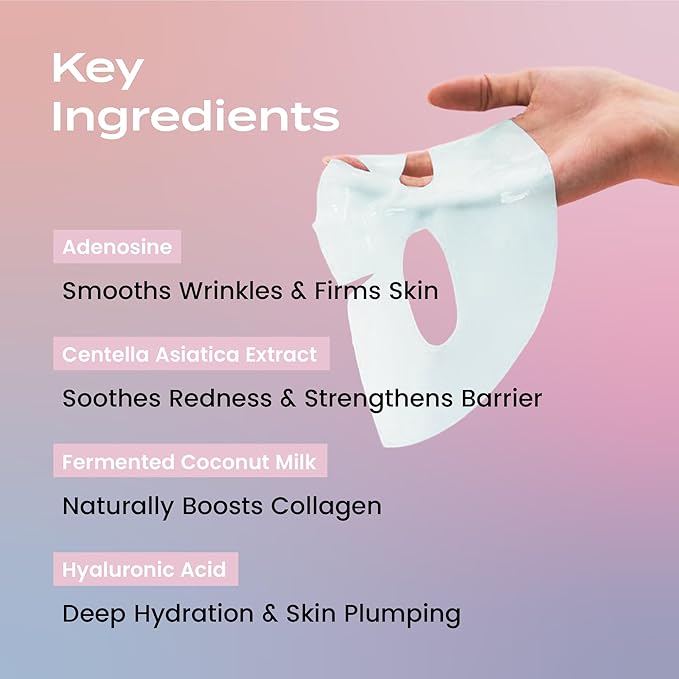 Body Restore Natural Collagen Face Mask 12 Pack ??Korean Skin Care Mask with Fermented Coconut Water, Christmas Stocking Stuffers, White Elephant, Birthday Gifts for Women & Men, Dry Skin - Variety
