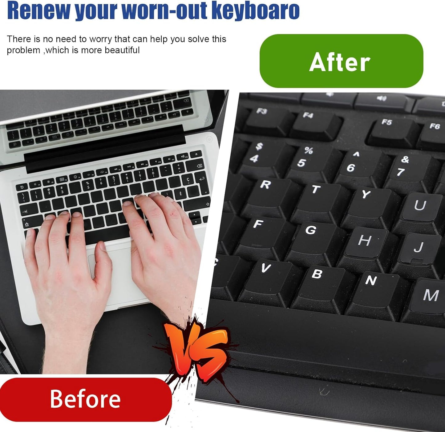 Mozeat Lens 4 Keyboard Letter Stickers, Pcs Universal English Laptop Keyboard Stickers Replacement with Matte Black