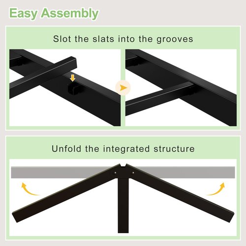 Lutown-Teen 12 Inch Twin Bed Frame with Headboard and Footboard, Classic Metal Platform Bed Frame Twin Size, No Box Spring Needed, Easy Assembly, Noise Free, Black
