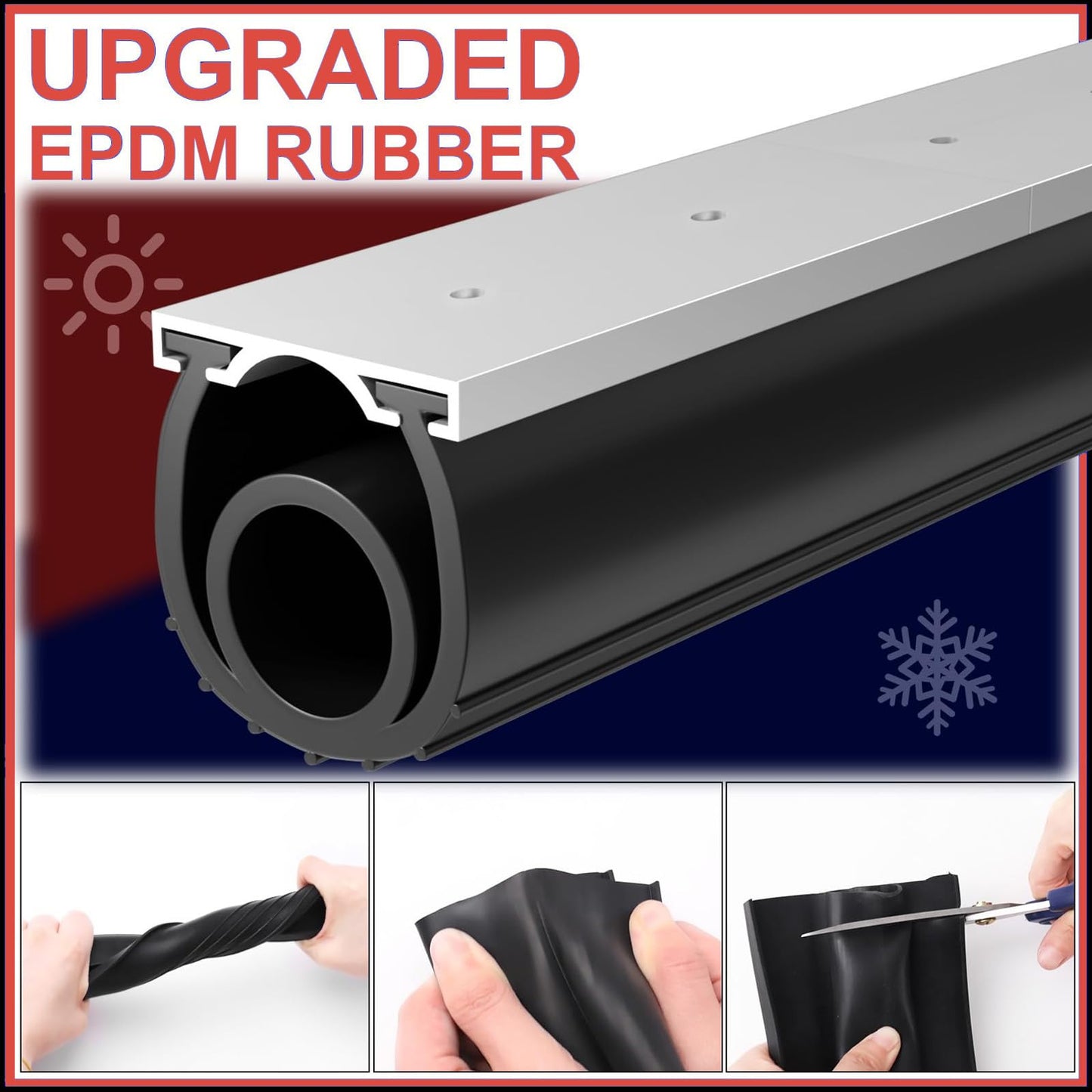 Garage Door Seals Bottom Rubber - Jobon 16.5 Ft Heavy-Duty Garage Door Weather Stripping Bottom Seal with Pre-drilled Aluminum Track Retainer Kit, Easy Installation for Home & Commercial