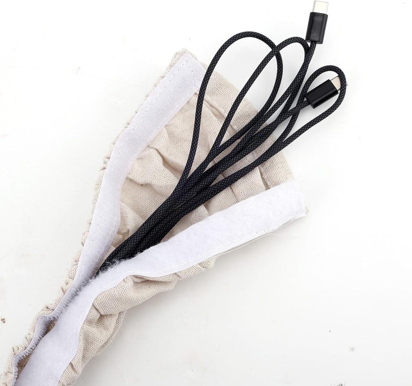 Fukaisu 180x14cm/70.9x5.5in Fabric Cord Cover, Linen Cable Sleeve for Chandelier Chain Lamp Wires TV Cords & Home Cable