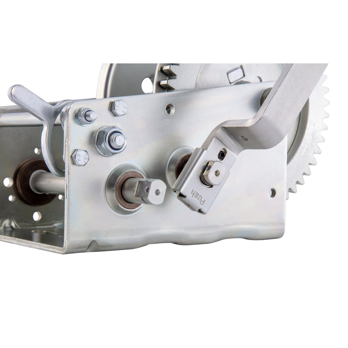 CURT 29532 Hand-Crank 2-Speed Winch, 3,200 lbs, 5.4:1 High, 17.5:1 Low Gear Ratio, 9.6" Handle