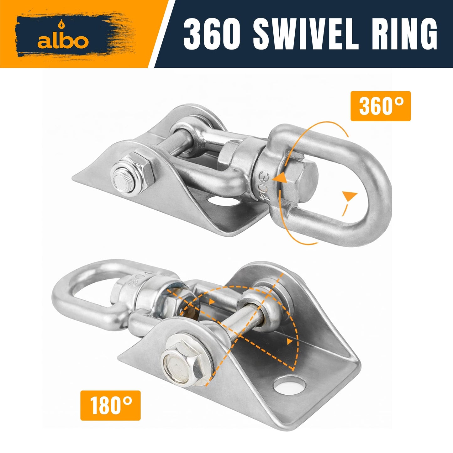 Albo 2650 LBS Heavy Duty Swing Hangers 4 Pack, 360° Swivel Ceiling Mount, Hammock Chair & Porch Swing Hardware,TRX, Yoga Swing & Punching Bag Ceiling Mount for Wood Beam & Concrete