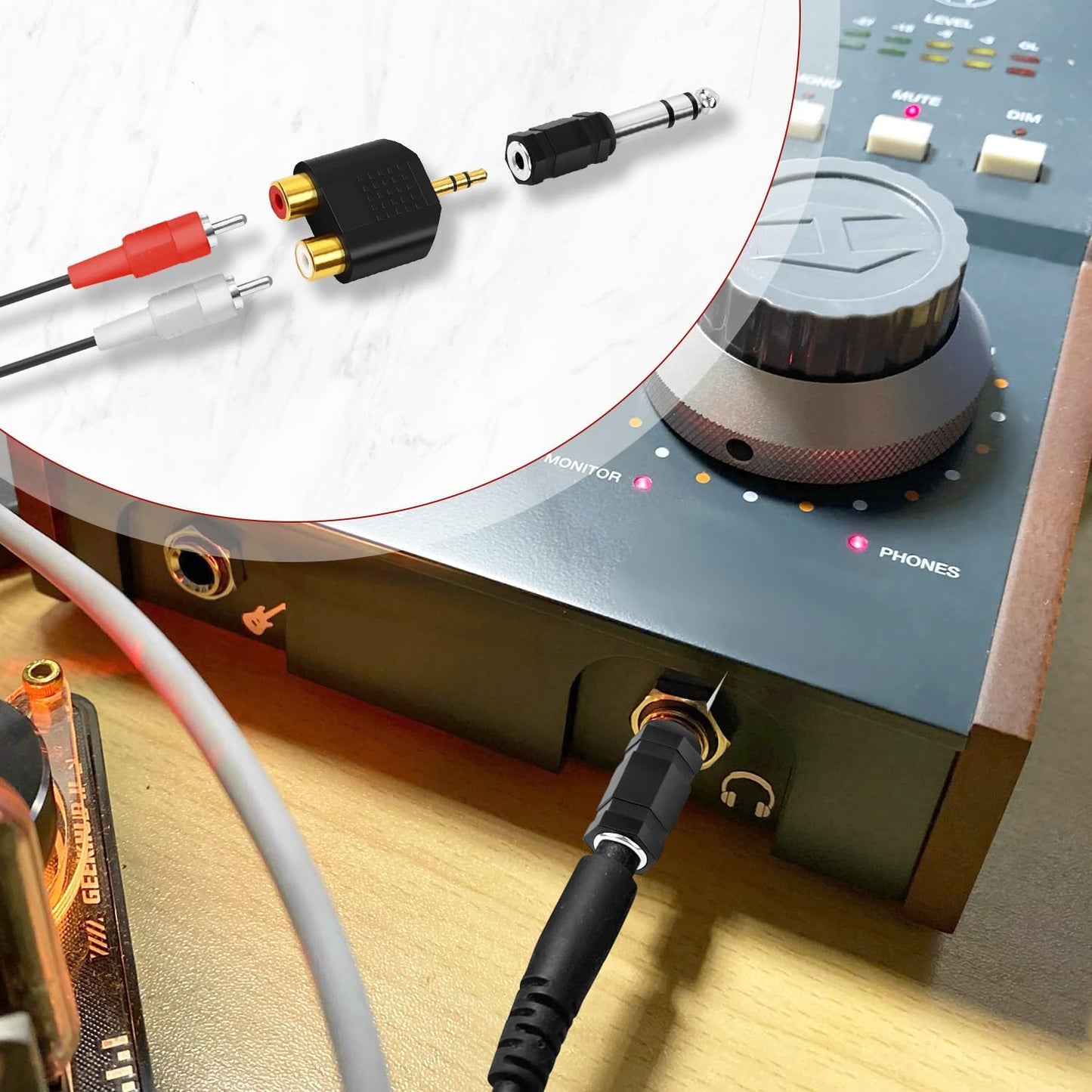 SolidSS 2 Pack 3.5mm 1 Gold Plated Stereo to Audio Splitter,Stereo Male and Accessory,Dual RCA Female Audio Branch