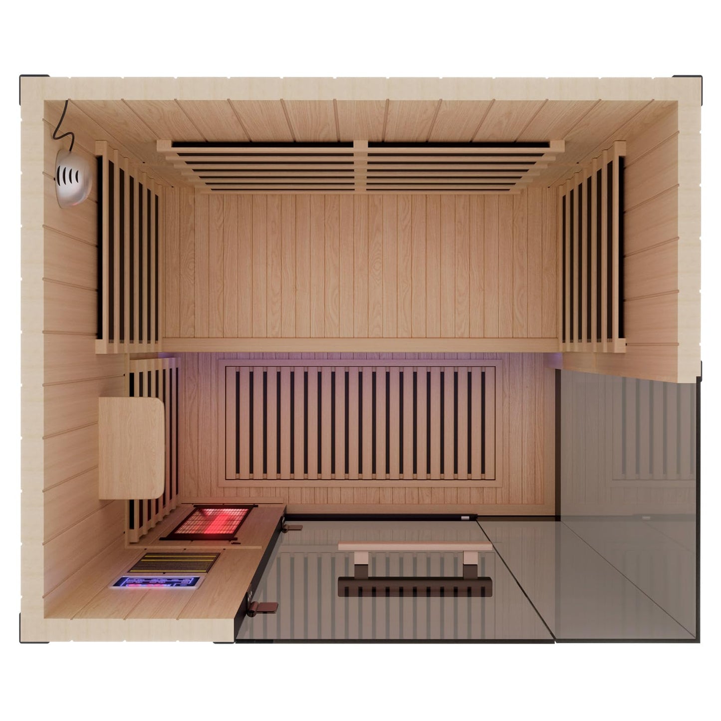 DAIMOT 2-Person Full Spectrum Infrared Sauna, 1990W 120V with 12"*12" Red Light Therapy, 2 Speakers, Indoor Dry Sauna for Home & Gym, Canadian Hemlock Wood