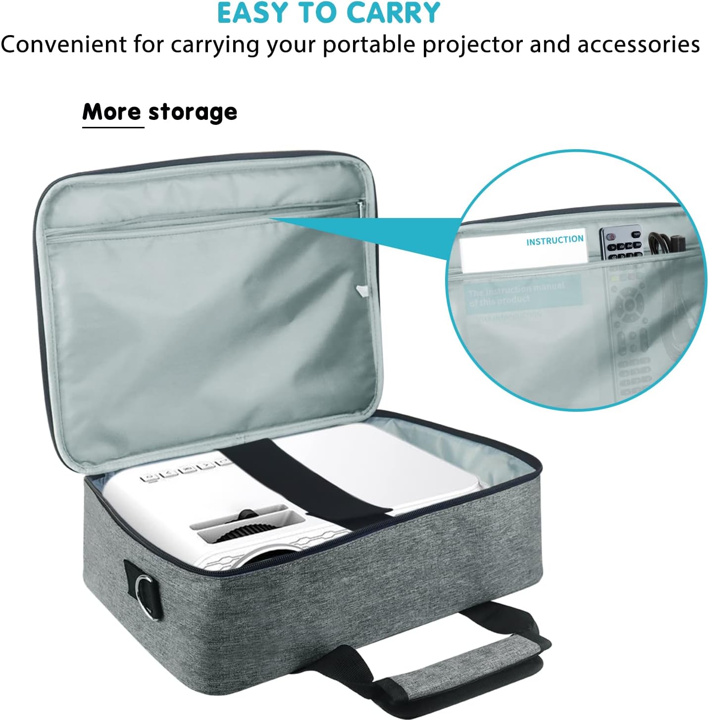 Boczif Projector Case, Portable Storage Travel Case with Laptop Compartment & Adjustable Shoulder Strap for Mini