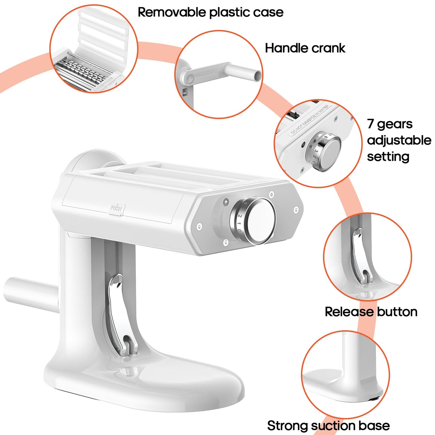Cofun Manual Pasta Maker - 3-in-1 Noodles Machine with 7 Adjustable Thickness Settings, Pasta Sheet Roller, Fettuccine & Spaghetti Cutter