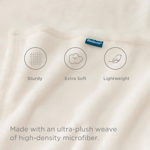 Bedsure GentleSoft Fleece Blanket - Cozy Lightweight Plush California King, Cream, 102x96 Inches