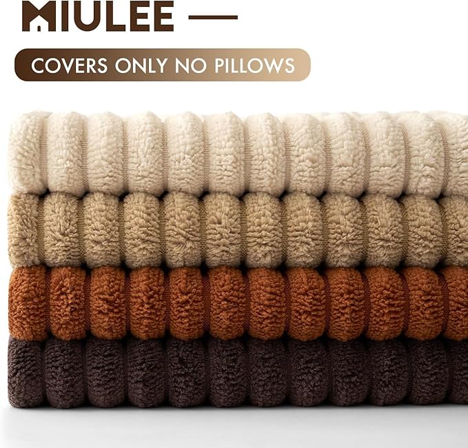 MIULEE Boho Farmhouse Throw Pillow Covers 20x20 Inch Set of 4 Rustic Mordern Neutral Cushion Covers Soft Corduroy Nordic Home Decor for Couch Bed Sofa Living Room Chocolate Brown/Rust