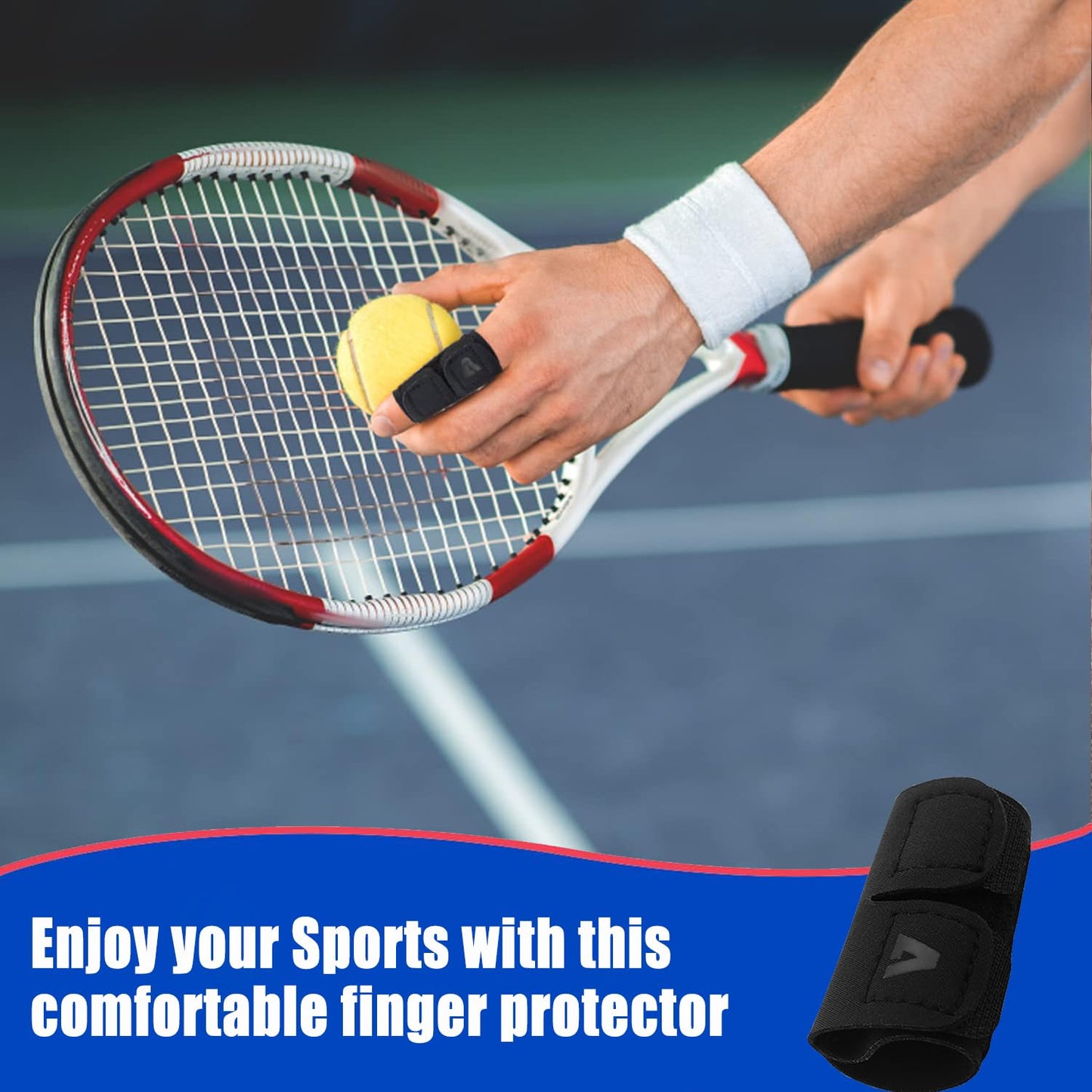 Mezeic Elastic Finger Sleeves Finger Splint Support Thumb Brace Protector Relieve Pain for Arthritis, Triggger Finger, Reusable Finger Tapes for Basketball, Tennis, Baseball, Volleyball, Badminton - M