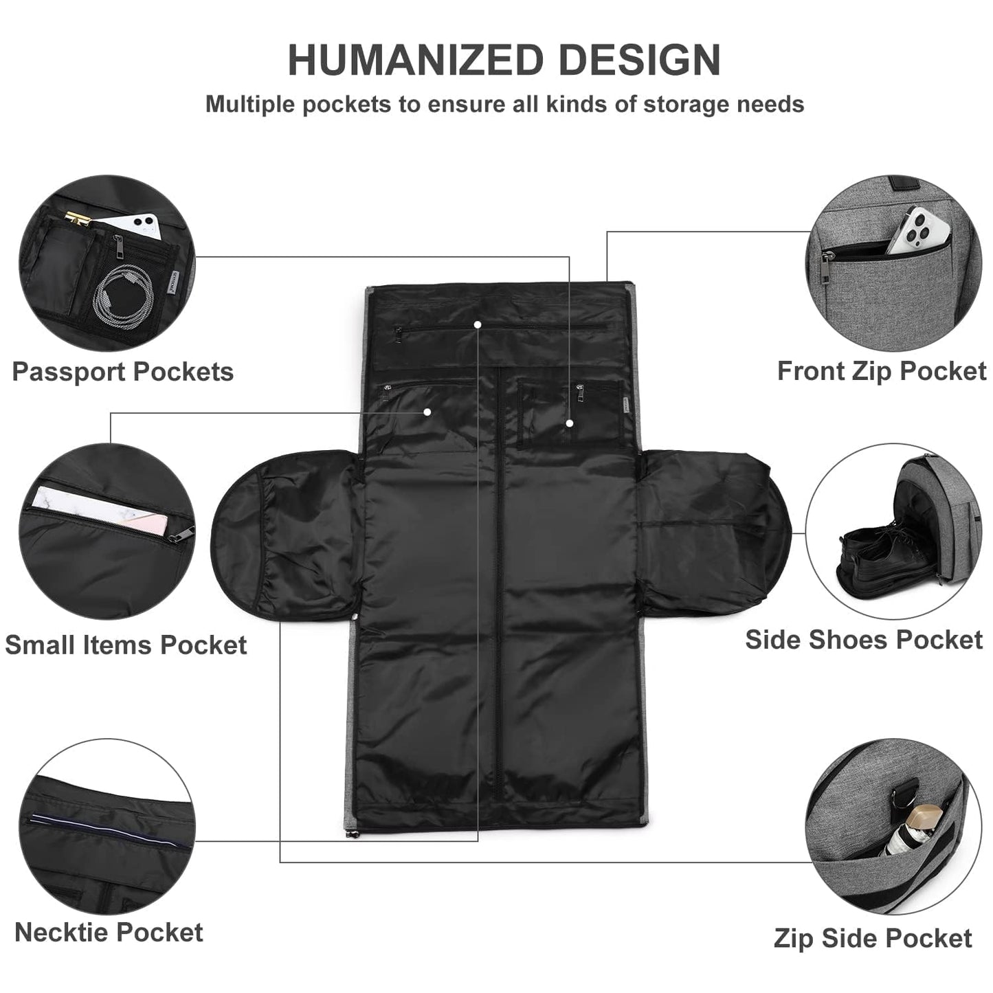 Rolling Garment Bag,Rolling Duffle Bag with Wheels Rolling Garment Bags for Travel with Shoe Pouch Carry On Bag Weekender Bags Garment Duffel Bag for Women-Grey