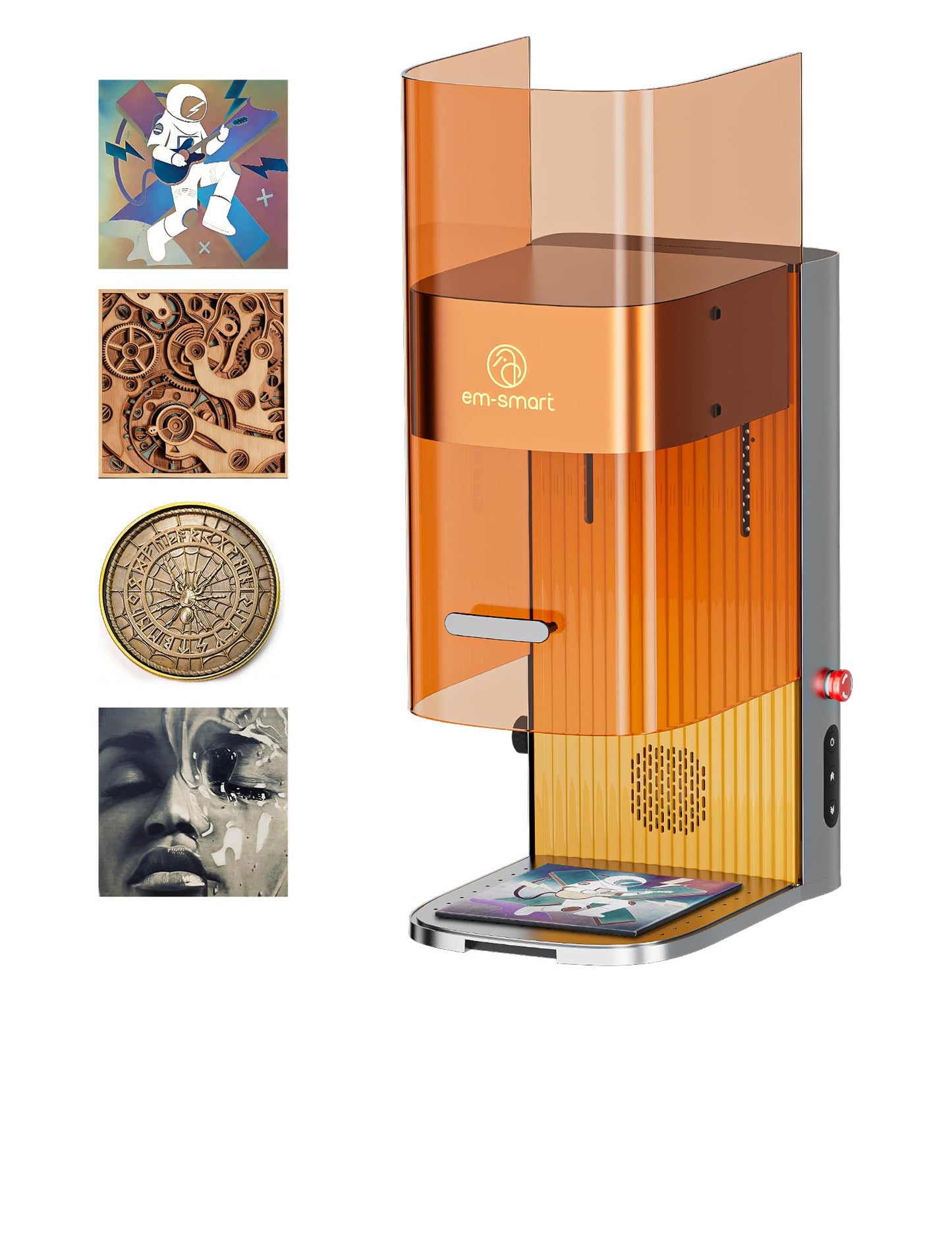 EM-Smart Dual 2, 30W MOPA + 20W Diode Laser Engraver, 100+ Color Metal Engraving, 15000mm/s Fast Laser Engraver and Cutting Machine for Jewelry, Metal, Wood, Leather, Acrylic, Glass, and More