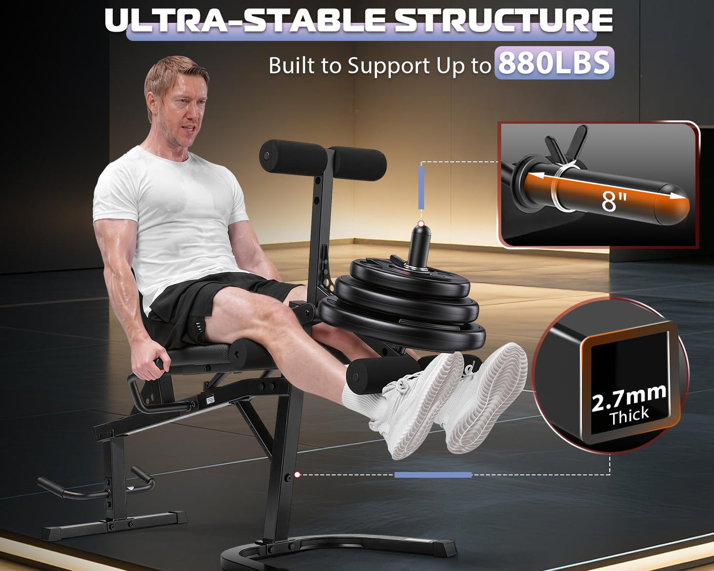 ANCHEER Leg Extension and Curl Machine, 880LBS Adjustable Leg Extension Machine, 4 in 1 Seated & Lying Leg Curl Machines for Home Gym Workout Equipment, Leg Exercise Weight Machine with Cable System