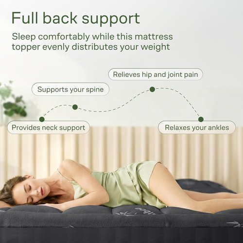 Niagara Ultra Soft Twin XL Mattress Topper - Bamboo Viscose Pillow Top for Back Pain Relief | Naturally Cooling, Fits 6-18" Mattresses, 600GSM, Dark Gray