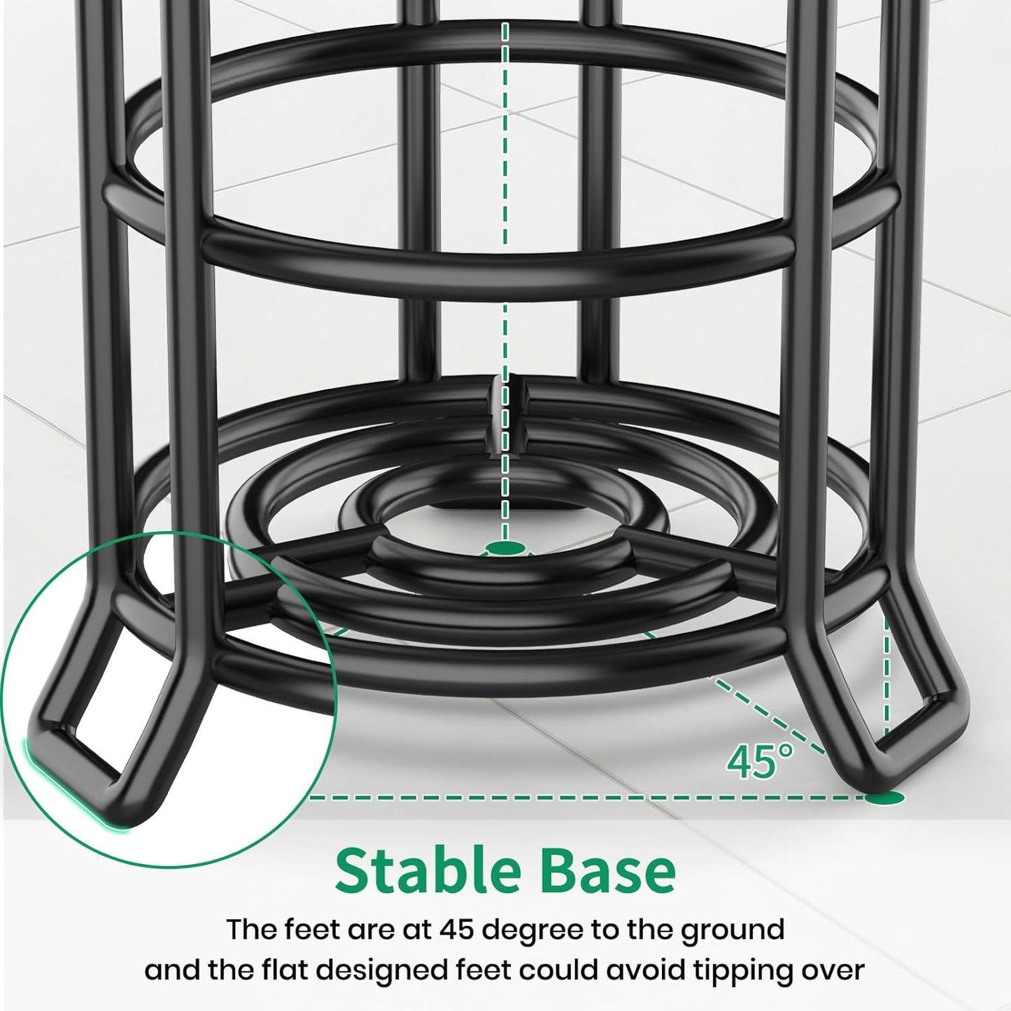 TomCare Toilet Paper Holder - Free-Standing Metal Wire Dispenser for 3 Spare Rolls | Black Bathroom Organizer
