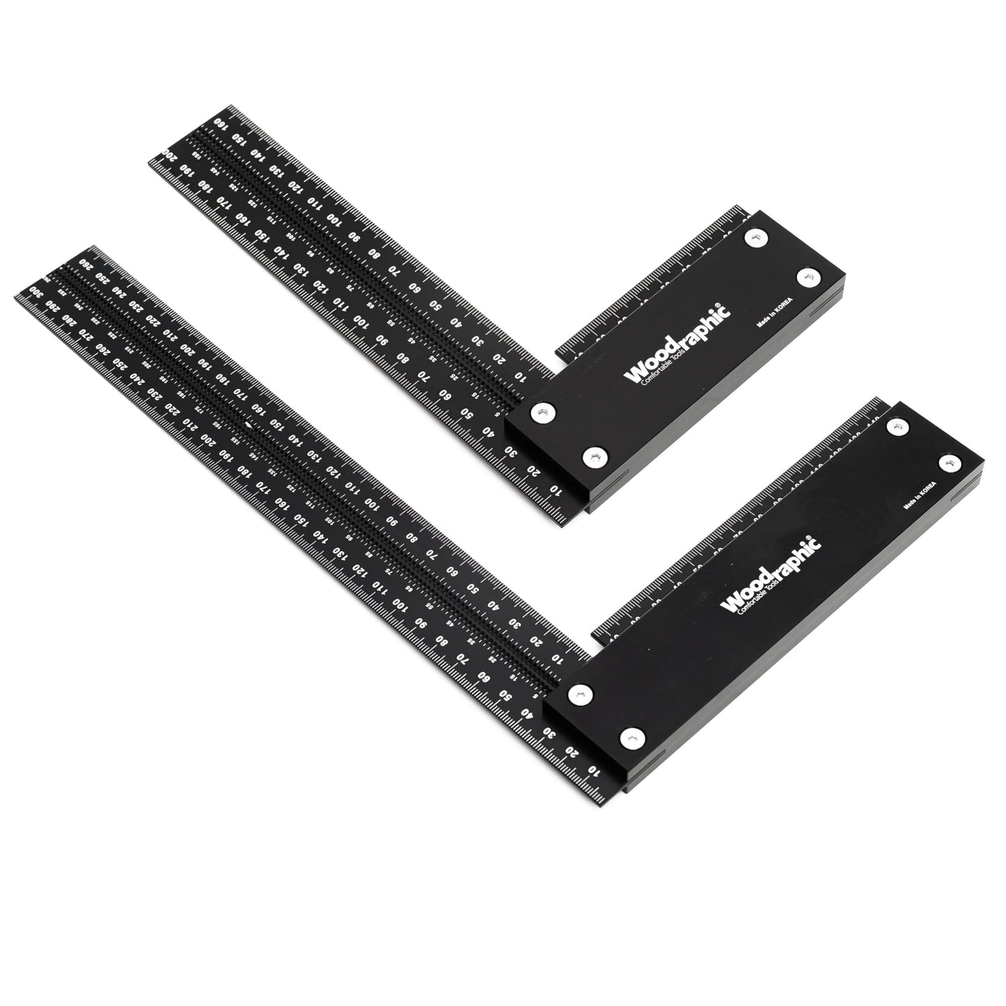 Woodraphic Large Woodworking Square MM Set 200 & 300 - Professional Framing Carpenter Tool | Aluminum Precision Machinist Ruler for Construction Layout Rafter Speed Triangle