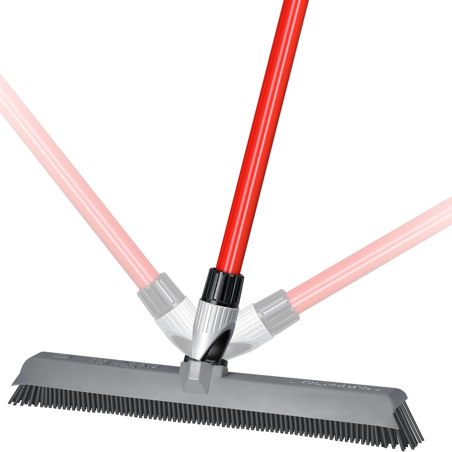 Skiennix 2-in-1 Silicone Rubber Broom | Pet Hair Removal & Squeegee - Long Handle, Slanted Bristles for Corners - Ideal for Carpet, Hardwood, Tile