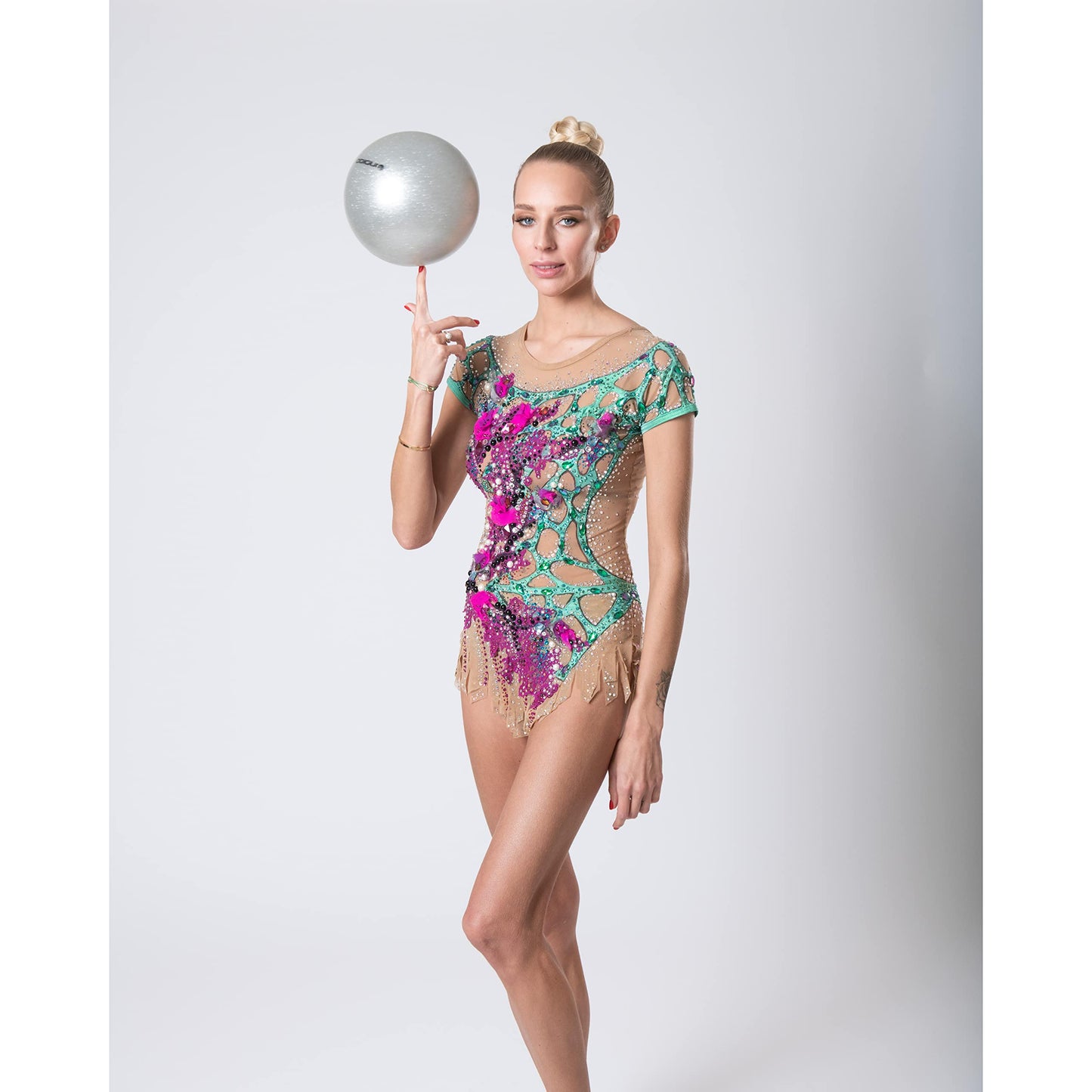 DRUNA Ball for Rhythmic Gymnastics with Glitter | Ideal for Training and Competition | Two Sizes (Silver, 15 cm)