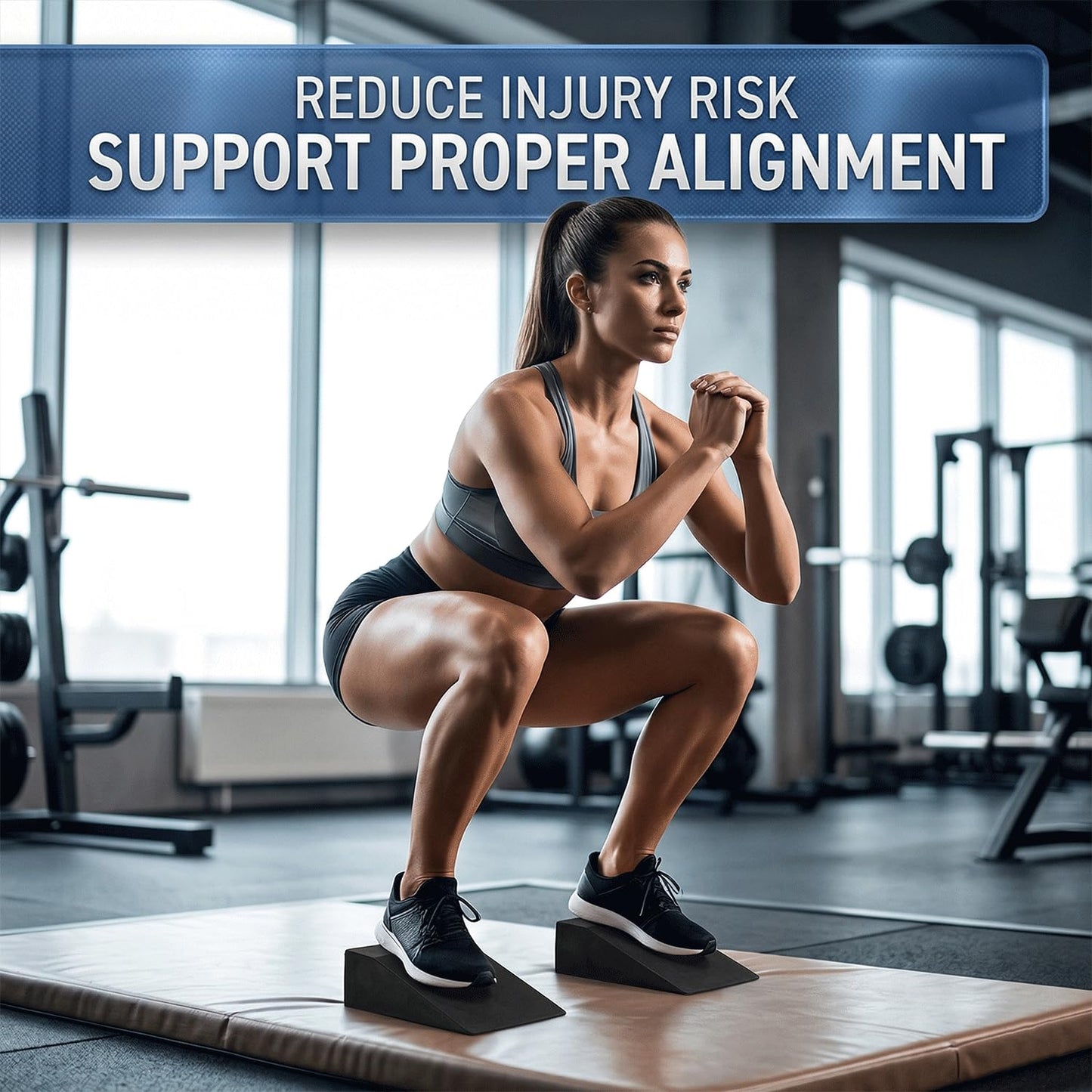Squat Wedge Block for Heel Elevated Squat Weightlifting Calf Stretcher Slant Board for Mobility Balance and Strength Performance Pack of 2