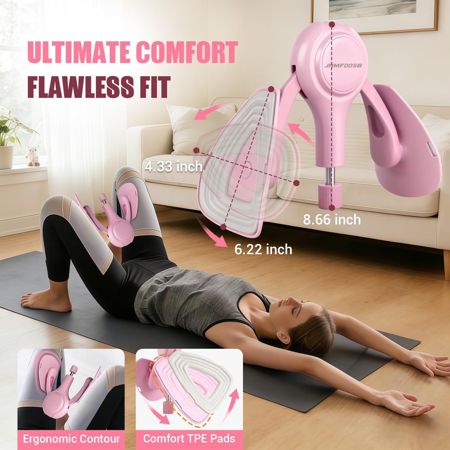 Thigh Trainer for Women, 360° Pelvic Floor Exercise Device with Resistance Band, 15-75LB Adjustable Resistance Thigh Workout Equipment for Inner Thigh Toner, Kegel Exercise, Pelvic Floor Muscle Repair