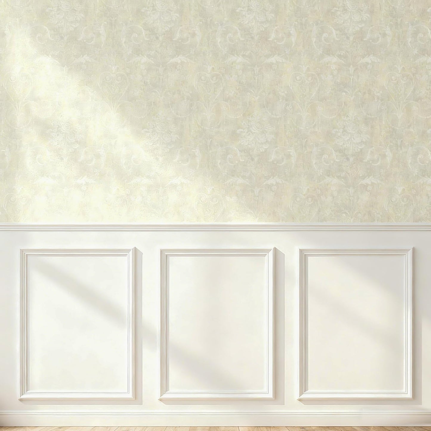 Peel and Stick Wainscoting Panels, 3 Set 20"x27" Wall Molding + 2pcs Chair Rail Trim, Pre-Cut Self Adhesive Premade Molding Panel for Bathroom Hallway Door Nursery Wall, Ready to Assemble