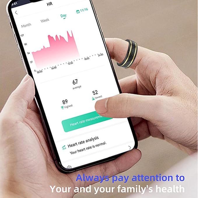 Loluka Smart Ring with Step Tracker Health Tracker with Sleep Monitor Heart Rate Monitor Family Care Fitness Ring Fitness Tracker No Subscription Fee for Android iOS Black 12