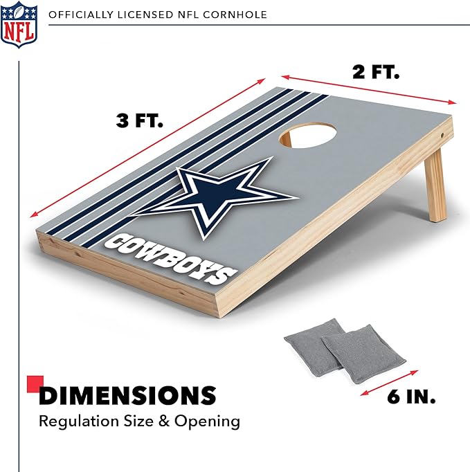NFL 2' x 3' Solid Wood Cornhole Set with Direct Print HD Team Graphics – Great Gift for Any Football Fan! Bean Bag Toss Family Outdoor Games