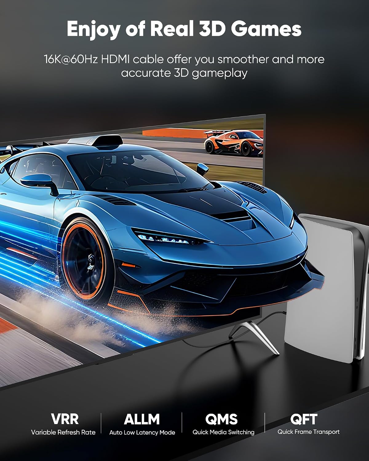 16K 10K 8K 10FT, 8K@120Hz 144Hz 2.2 96Gbps, Highwings HDMI Cable HDMI Cord Ultra High Speed Durable, Flexible