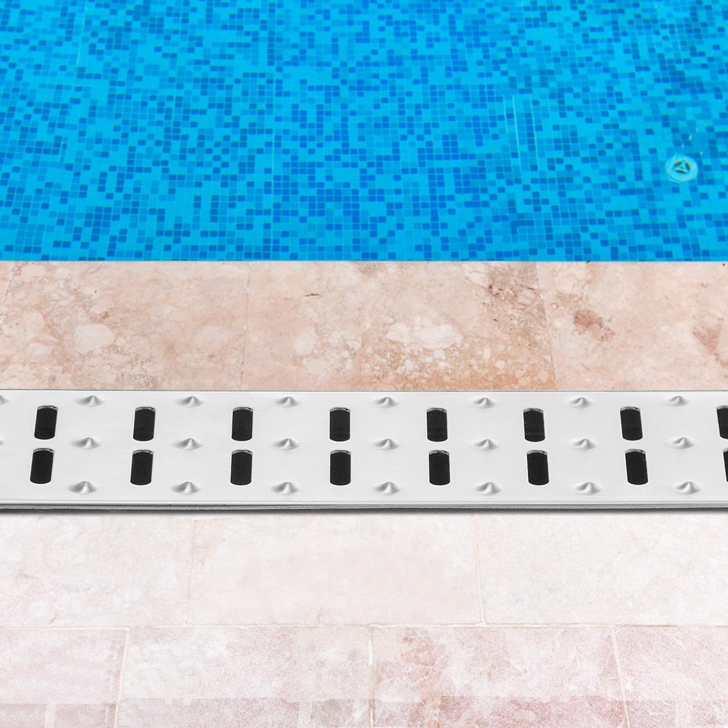 VEVOR Trench Drain System 5 Pack, Channel Drain with Metal Grate 5.7 x 3.1 in HDPE Drainage Trench, Black Plastic Garage Floor Waterway 5 x 39 in with 5 End Caps for Garden Driveway