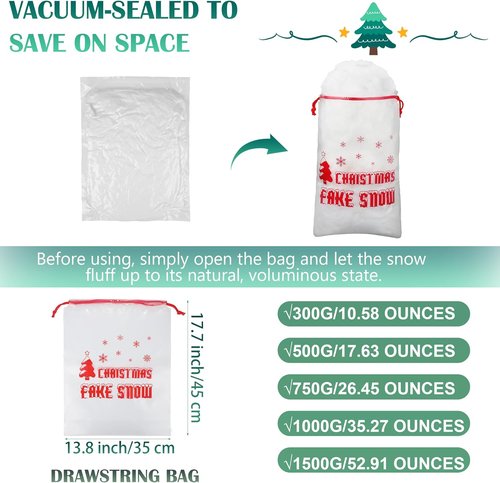 Aodaer Artificial Snow Decor - 1000g Fluffy Soft Cotton Fake Snow for Christmas & Holiday Displays