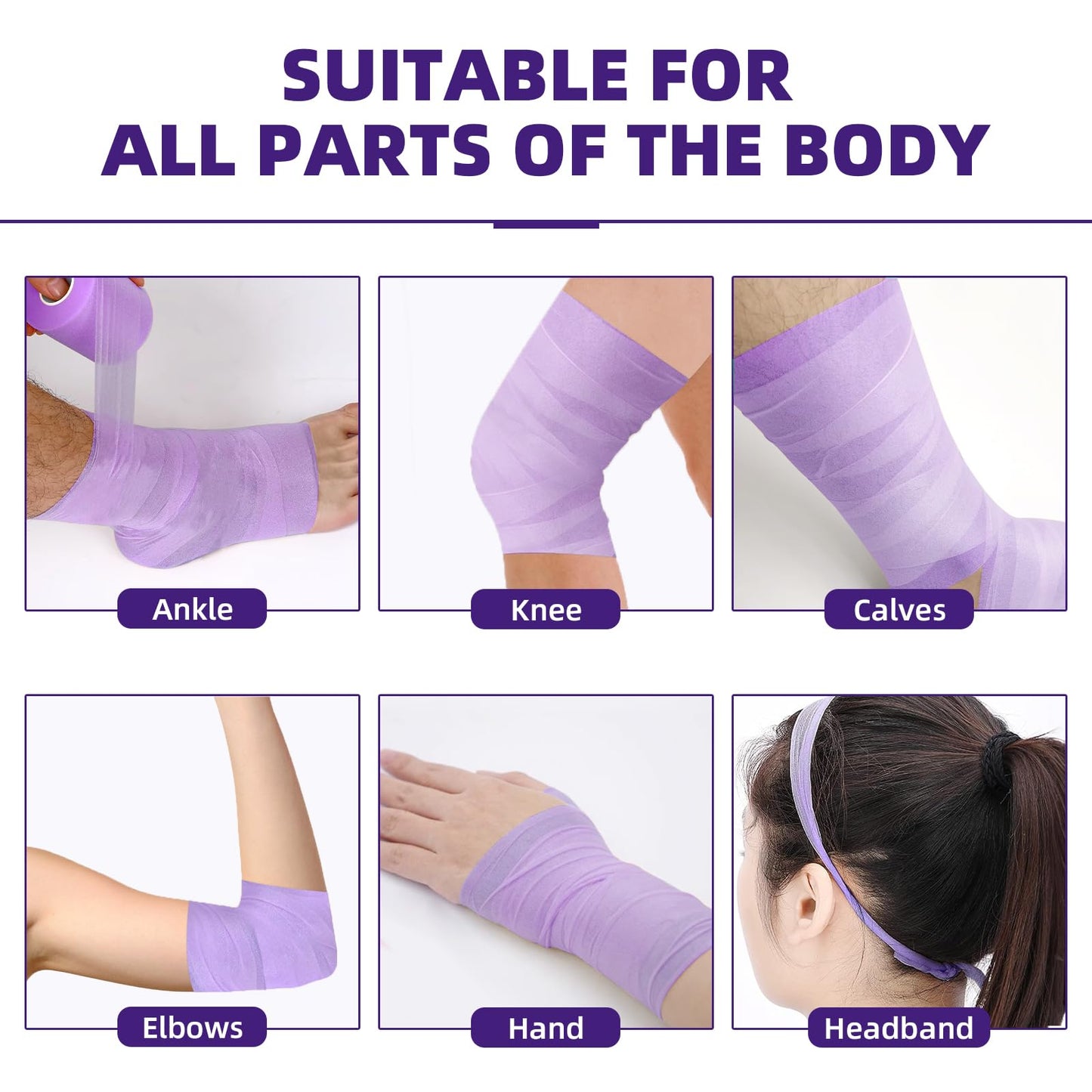 OK TAPE Pre Wrap Tape (4-Rolls, 120 Yards) - Athletic Foam Underwrap for Sports, Protect for Ankles Wrists Hands and Knees, 2.75 Inches - Purple