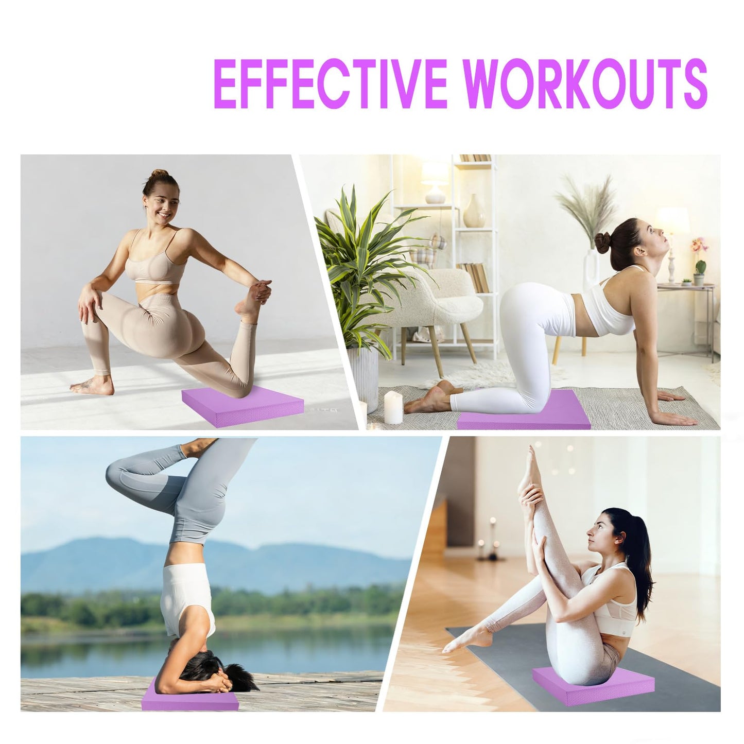 MBKHFLL Exercise Balance Pad，Balance Foam Mat for Physical Therapy Equipment & Strength Stability Training, Slip Resistant Foam Mat for Yoga, Pilates, Meditation，Gardening knee pads (Purple)