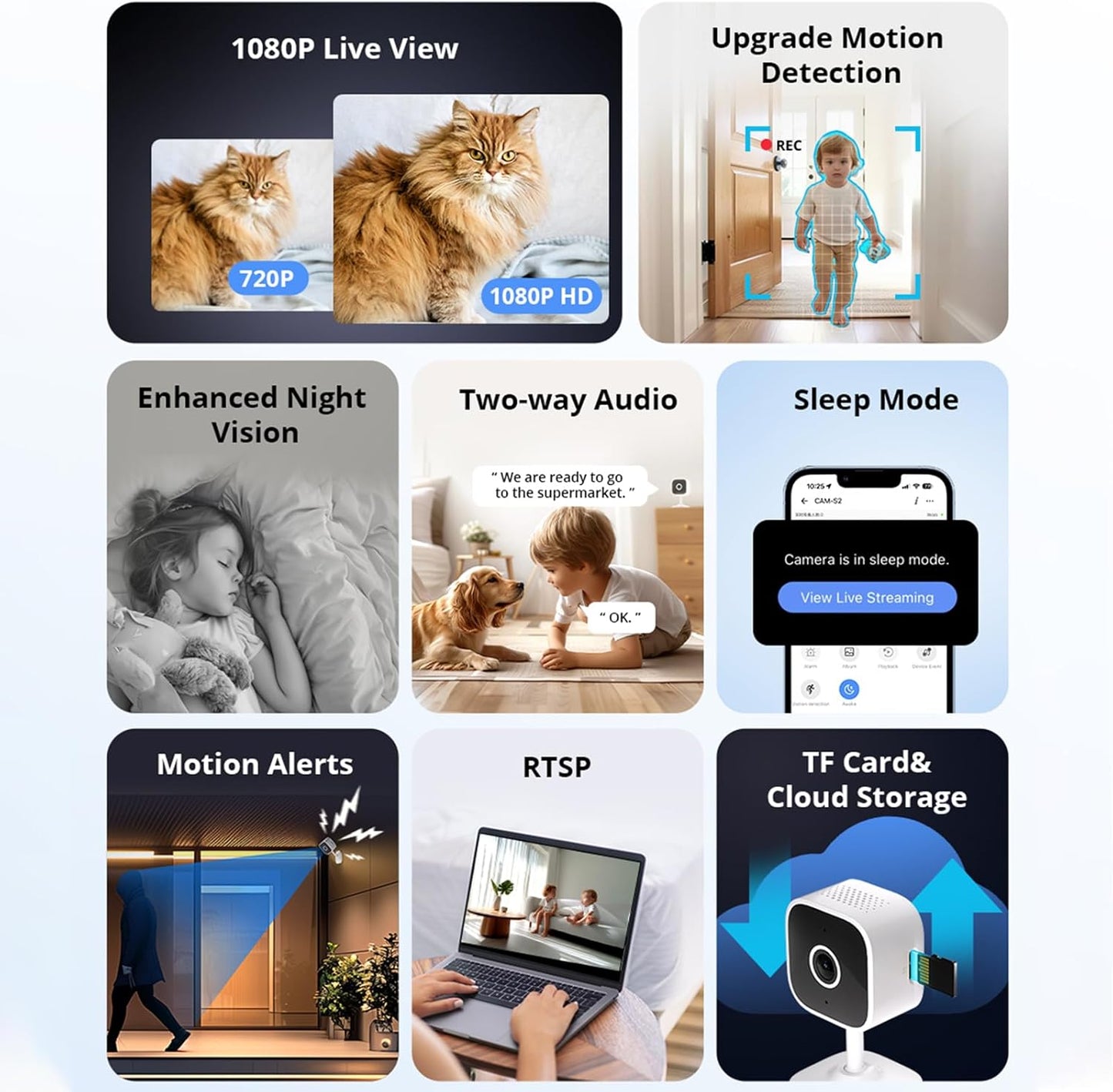 SONOFF CAM-S2 Smart Security Camera, Indoor HD Dog-Camera, Motion Detection for Baby and Pet Monitor